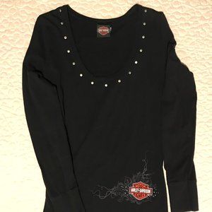 Harley Davidson Cold Shoulder Long Sleeve Shirt Large